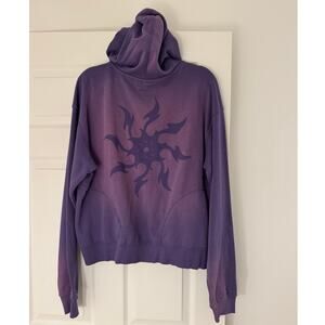 NWT Cotton On Purple Zip Hoodie Cyber Sigilism Graphic Faded Men's Small Cropped